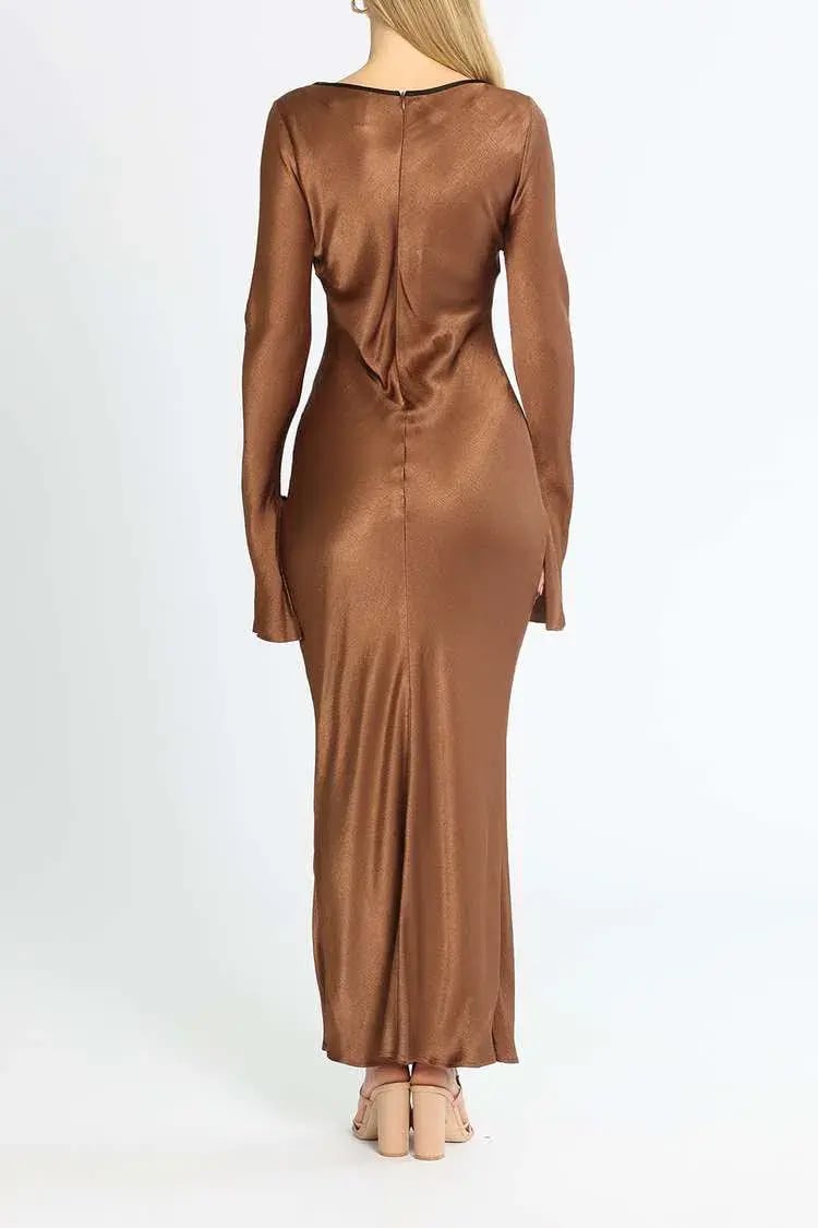 Bec and Bridge Annika Long Sleeve Maxi Dress Brown Size 8 photo 3