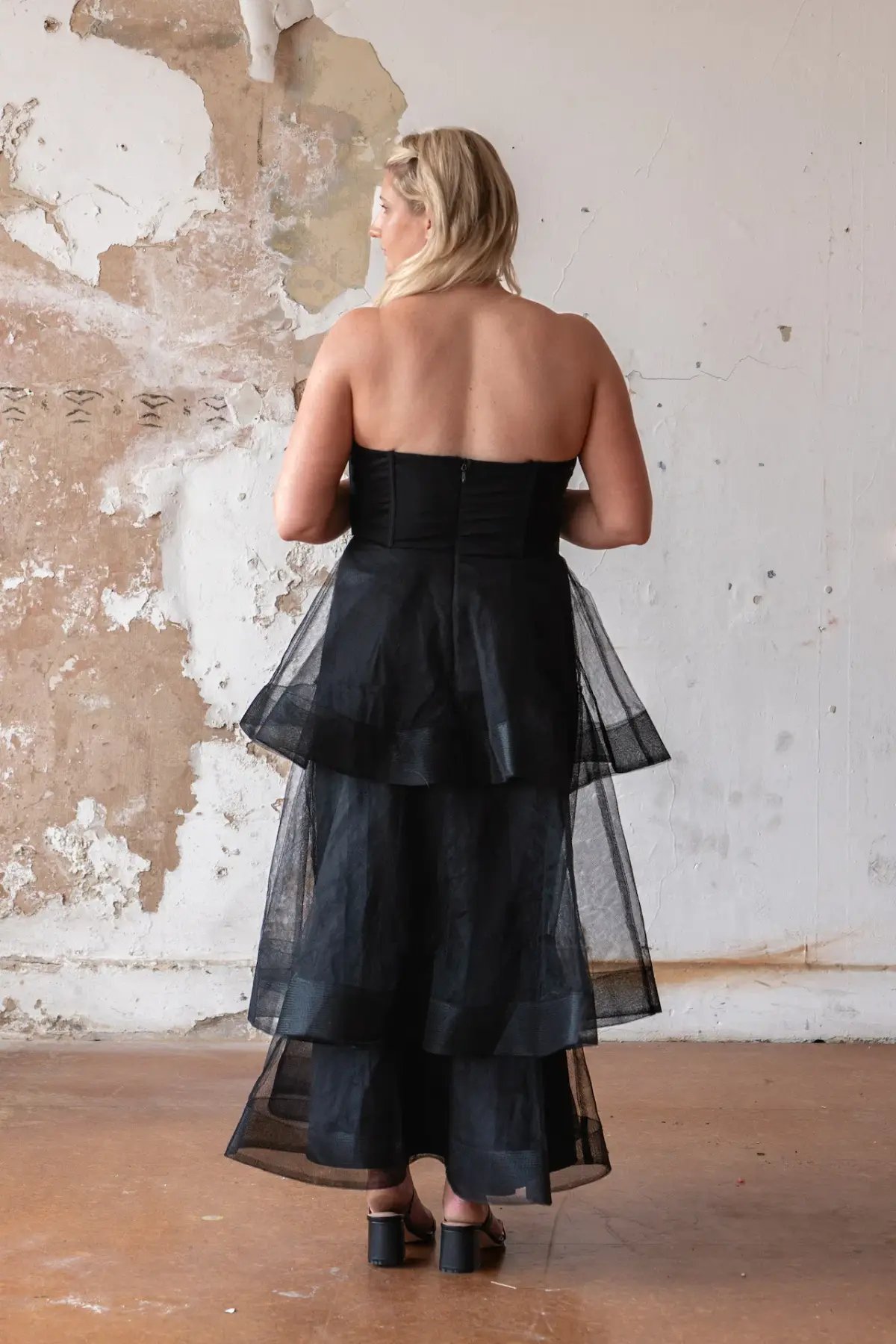 Bariano Kascade Tiered Ruffle Midi Maxi Dress Black Size AU 14 photo 8
