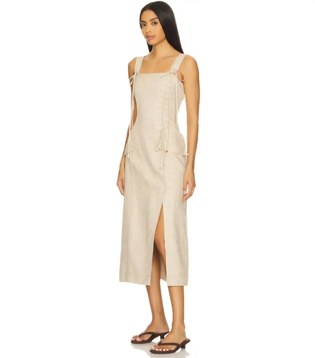 Aje Morgan Midi Dress Beige Size AU 14 photo 2
