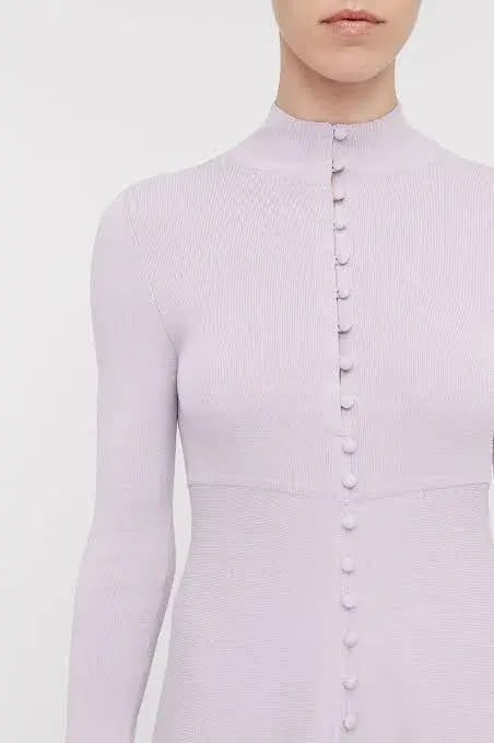 Scanlan Theodore Crepe Knit Button Polo Dress in Pale Mauve Size XS / Au 6 photo 2