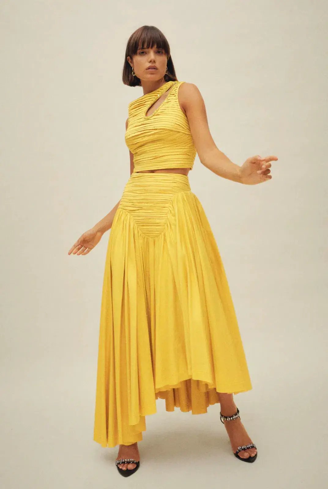 Aje The Jolie Asymmetric Cut Out Set Size 8 Sun Shower Yellow Size 8 photo 3