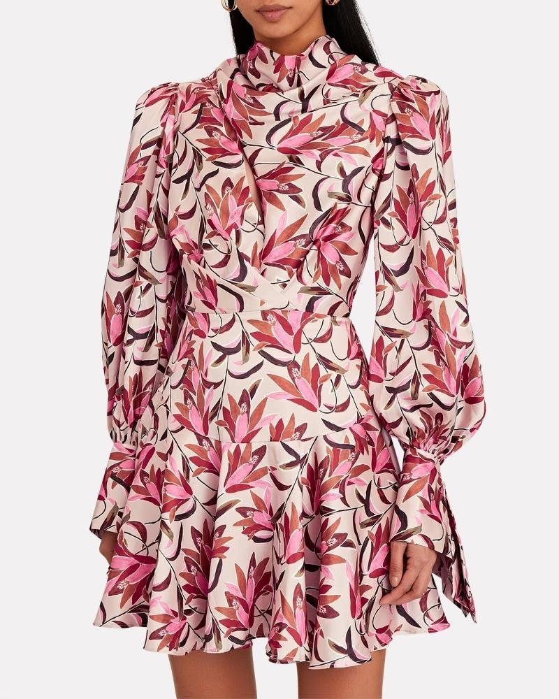 Acler Coleman Mini Dress Pink Wandering Floral Print Size 8 photo 2