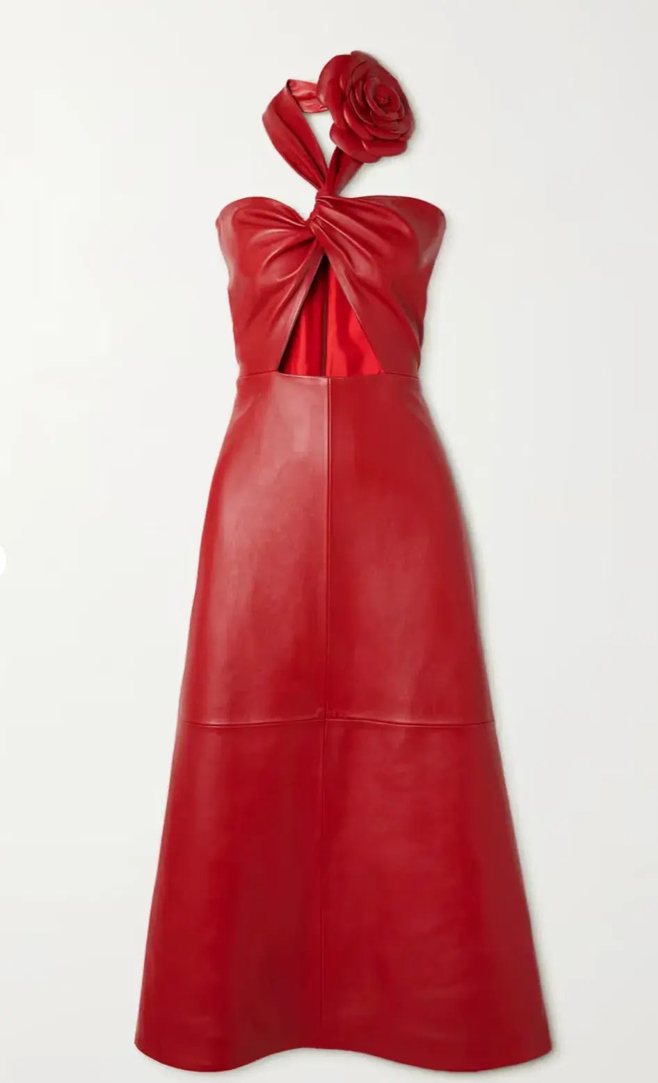 Magda Butrym Embellished Cutout Leather Halter Neck Midi Dress Red Size 36 / Au 8 photo 4
