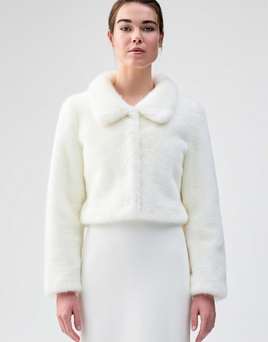 Unreal Fur Tirage Cropped Jacket, Ivory photo 3