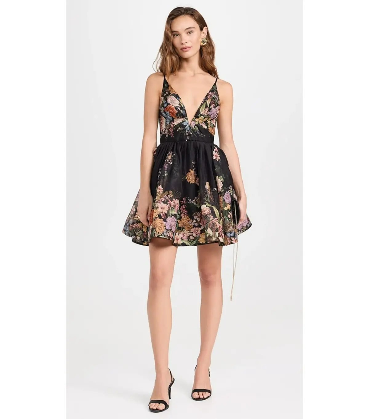 Zimmermann Pavilion V Neck Mini Dress in Black Multi Floral Size 3 / AU 14 photo 2