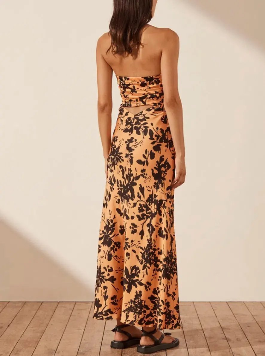 Shona Joy Solare Strapless Cut Out Ruched Dress Print Size 6 photo 3