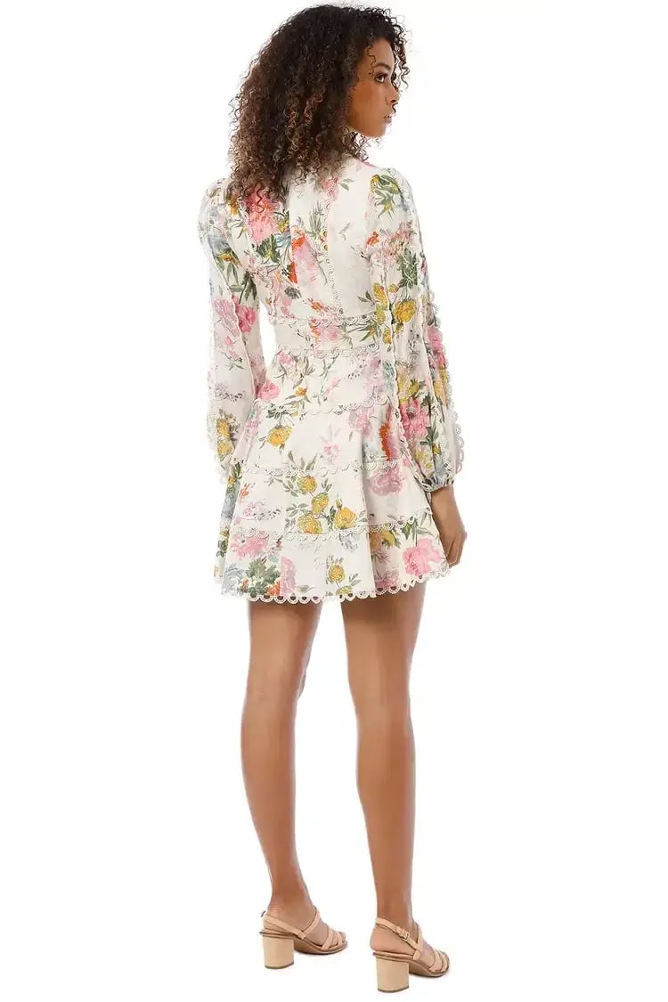 ZIMMERMANN HEATHERS FLOUNCE SHORT DRESS FLORAL PRINT SIZE 1 / AU 10 photo 3