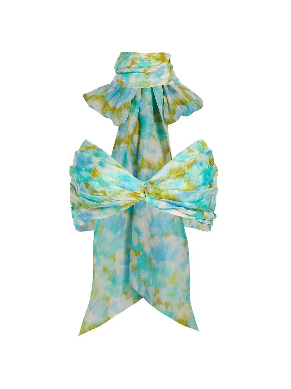Zimmermann High Tide Twist Crop Bodice And Skirt Set Aqua Ikat Size 1/Au 10 photo 4