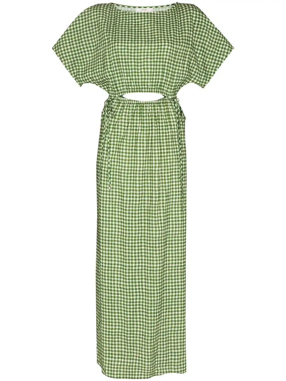 Peony Picnic After Swim Gingham-check Maxi Dress Green Size 10 photo 5