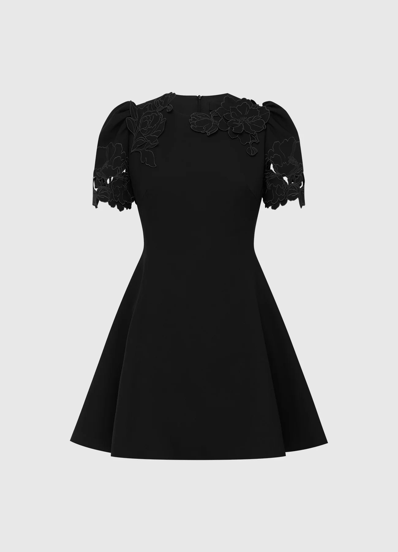 LEO LIN ELYSE APPLIQUÉ SHORT SLEEVE MINI DRESS - EBONY photo 8