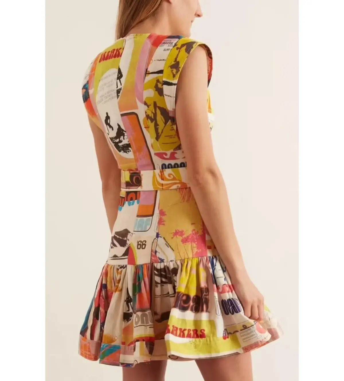 Zimmermann Brightside Fluted Mini Dress Multi Print Size 3/AU 14 photo 6