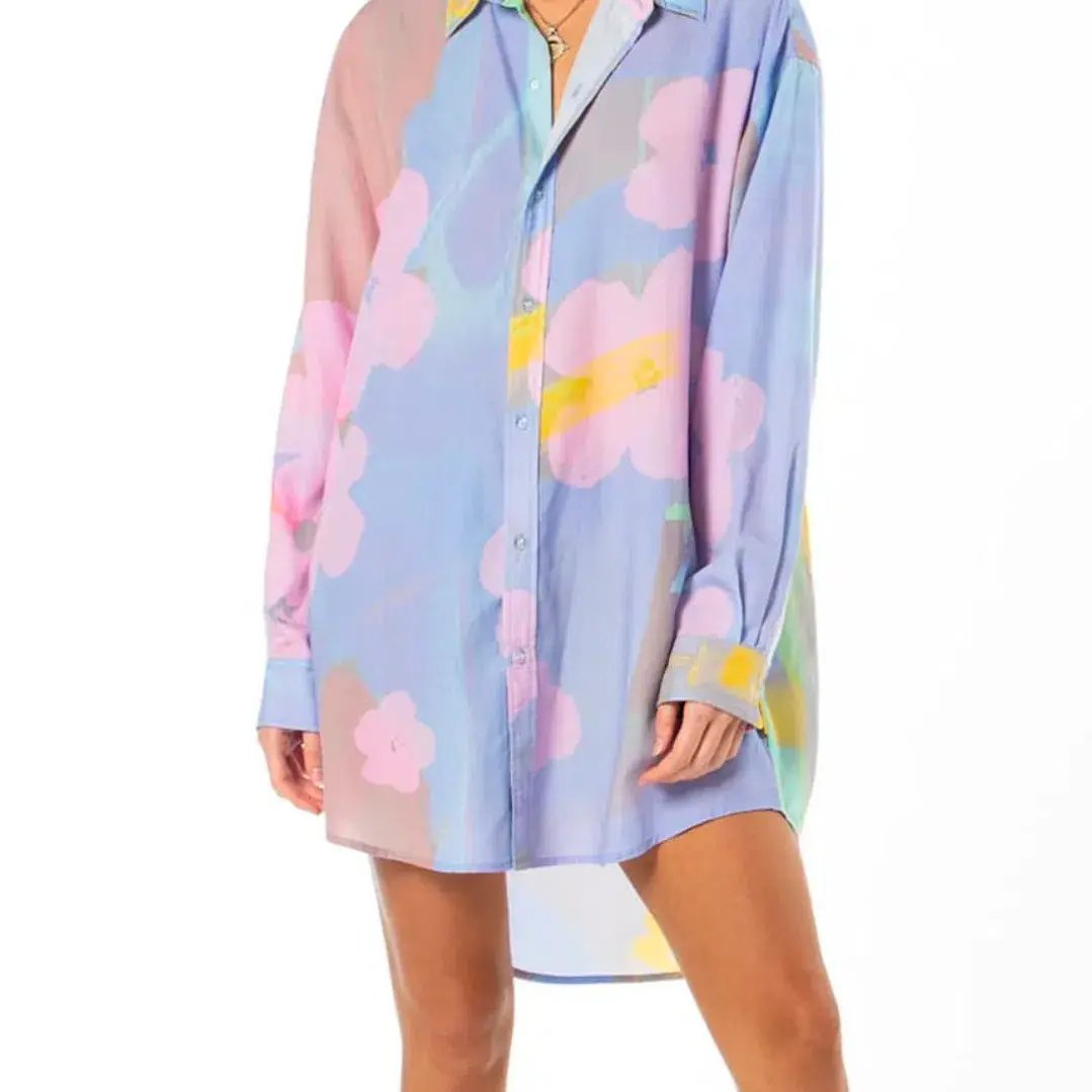 Something Very Special Happy High-biscus Shirt Dress Multi Size AU 10 photo 3