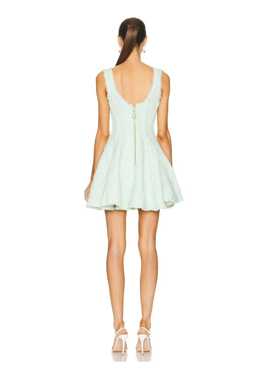 Aje Anais Boucle Mini Dress Mint Green Size 10 photo 3