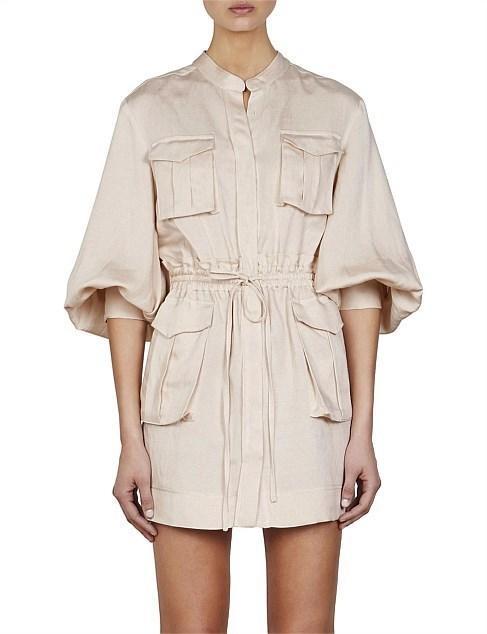Shona Joy Ellington Balloon Sleeve Mini Dress Ecru Size 8 photo 5