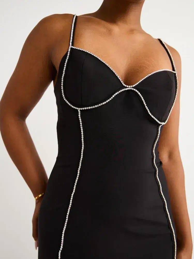By Johnny Femmina Diamond Pipe Midi Dress Black Size 8 photo 6