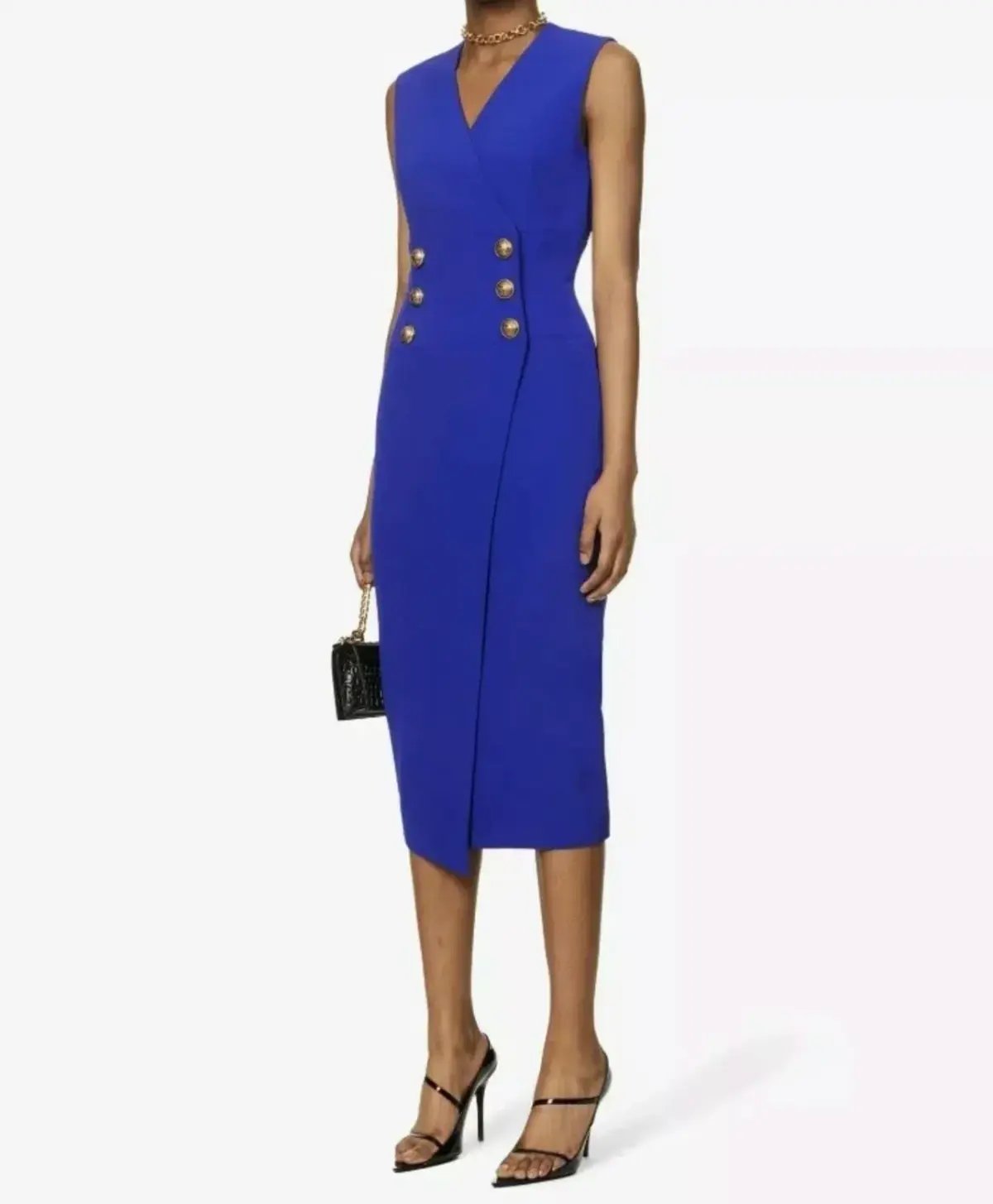 Balmain Double Breasted Midi Wrap Dress Size 12/L photo 2