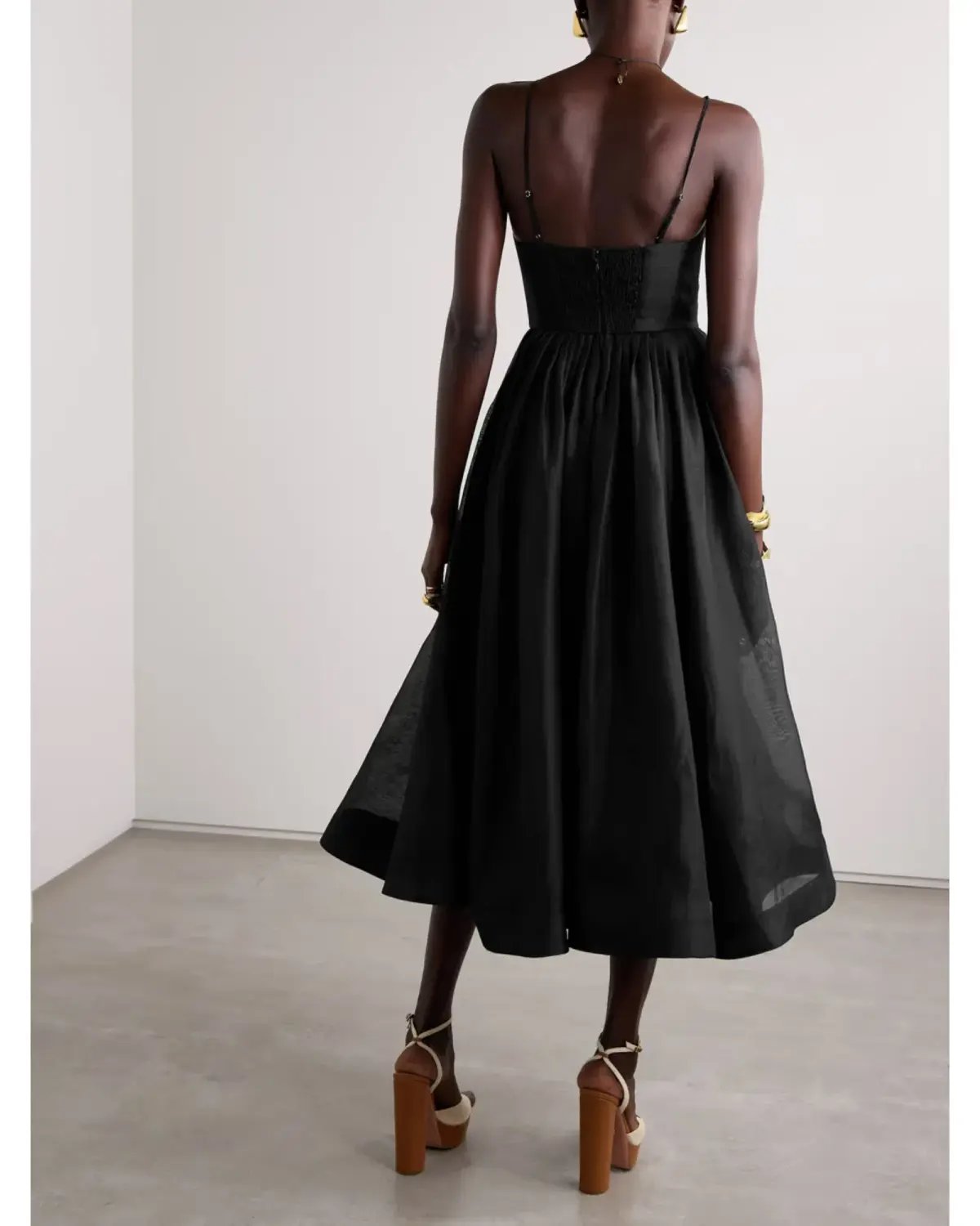 Zimmermann Illustration V Neck Midi Dress in Black Size 1 / AU 10 photo 2