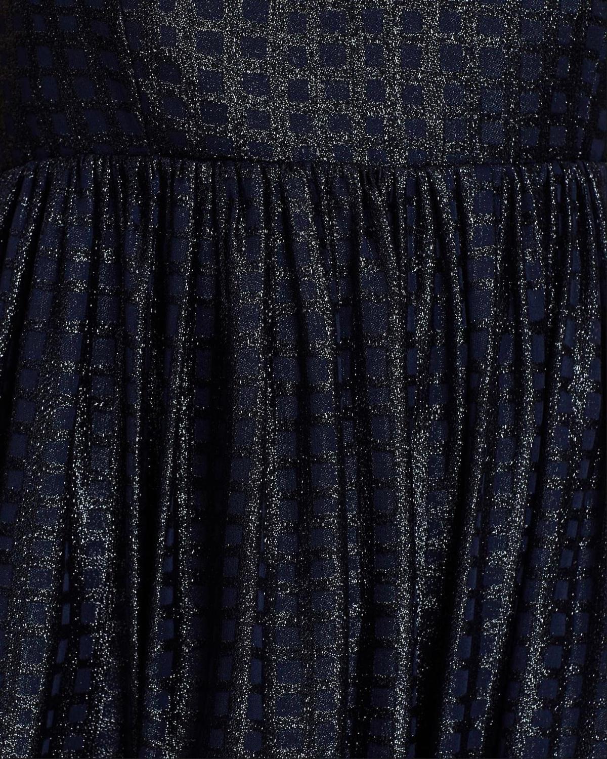 Asilio Metallic Check Dress Navy Size 10 photo 6