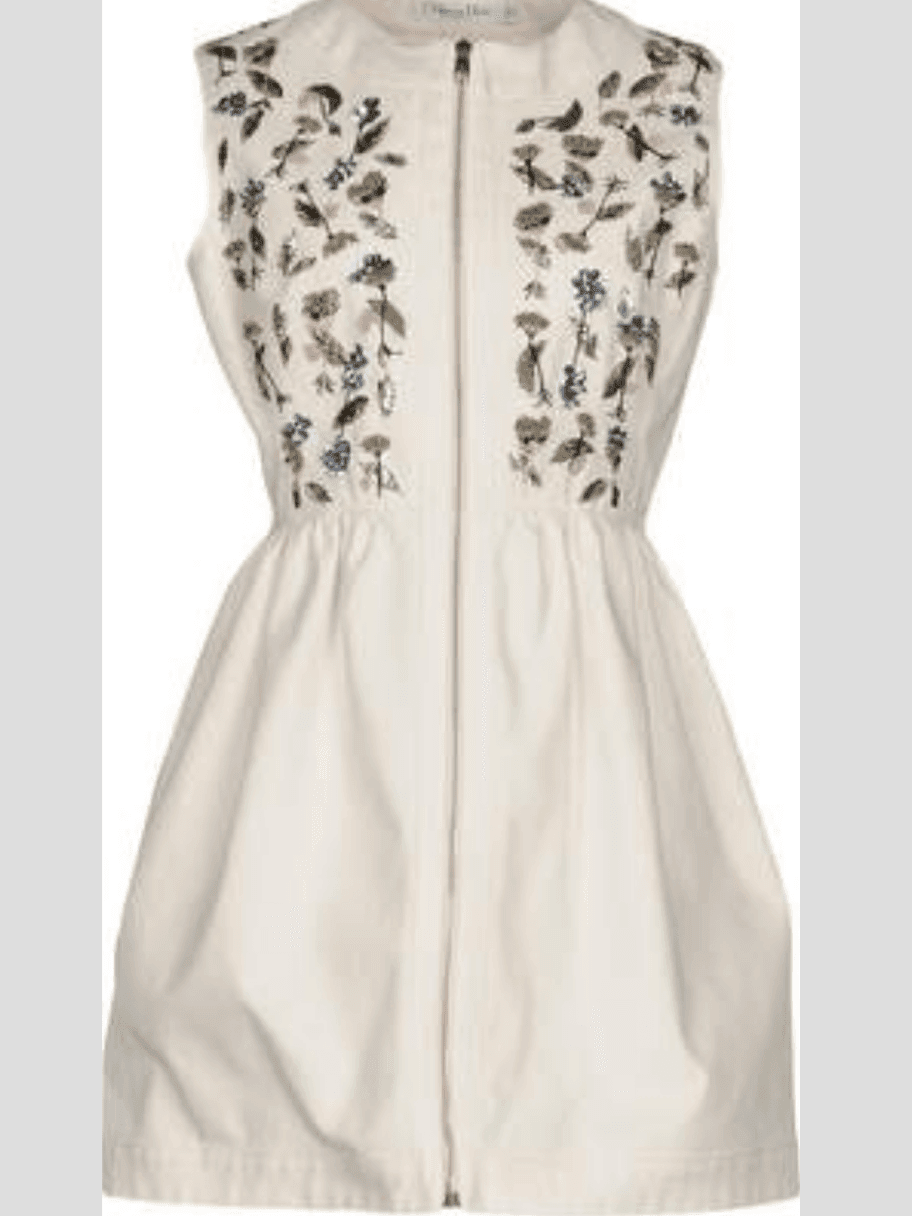 Christian Dior Sleeveless Mini Dress Cream Size 8 photo 3