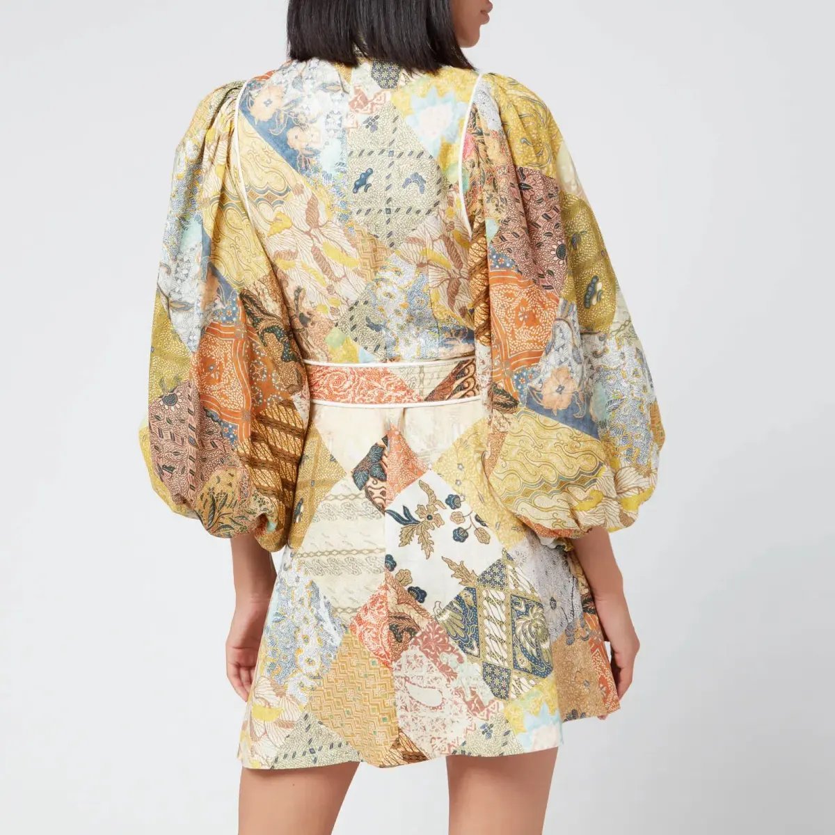 Zimmermann Brightside Belted Linen Mini Dress Batik Patch Size 2 / AU 12 photo 2