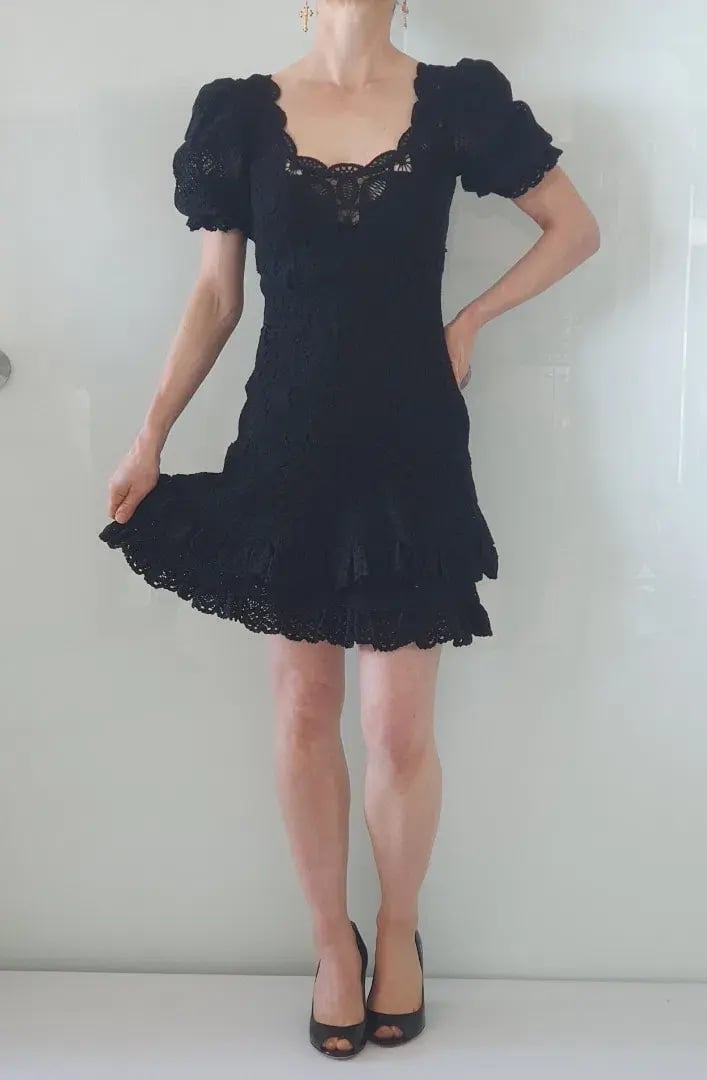 Jonathan Simkhai Crochet Lace Mini Dress Black Size 6 photo 3