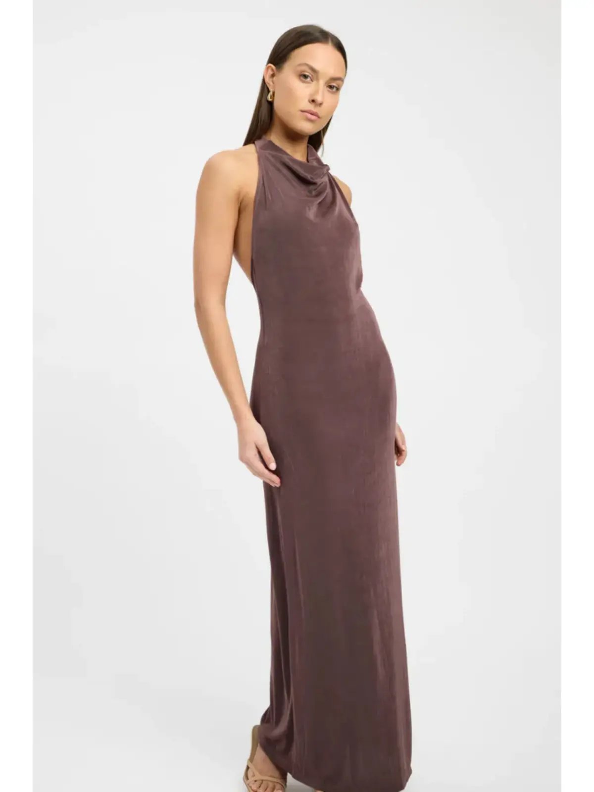 Kookai Erica Halter Maxi Dress Brownie Size 34 / AU 6 photo 2