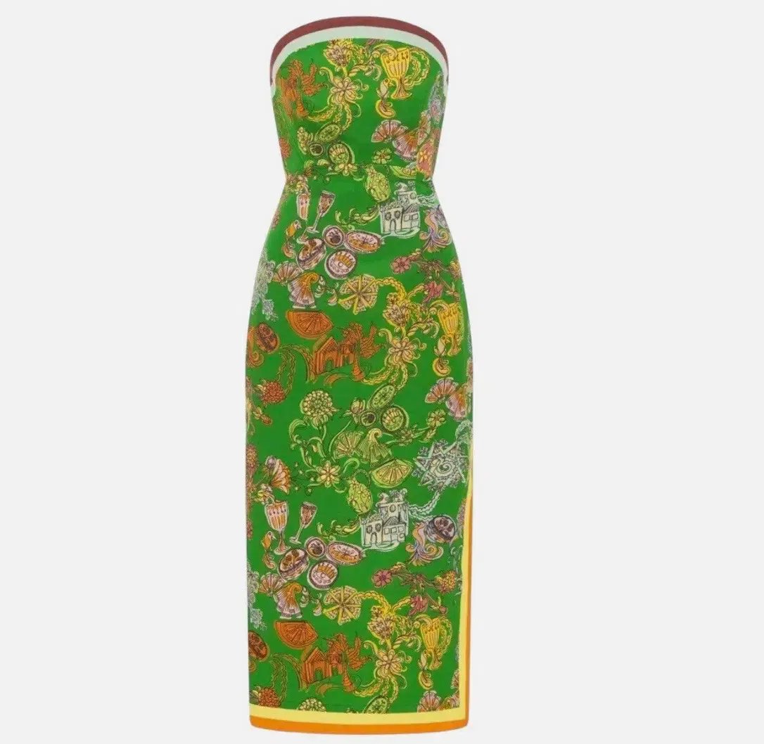 ALEMAIS FIESTA BODICE MIDI DRESS GREEN MULTI SIZE 8 photo 5