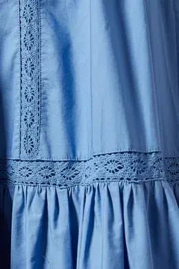 Joslin Vivienne Organic Cotton Smock Midi Dress Blue Size 8 photo 4