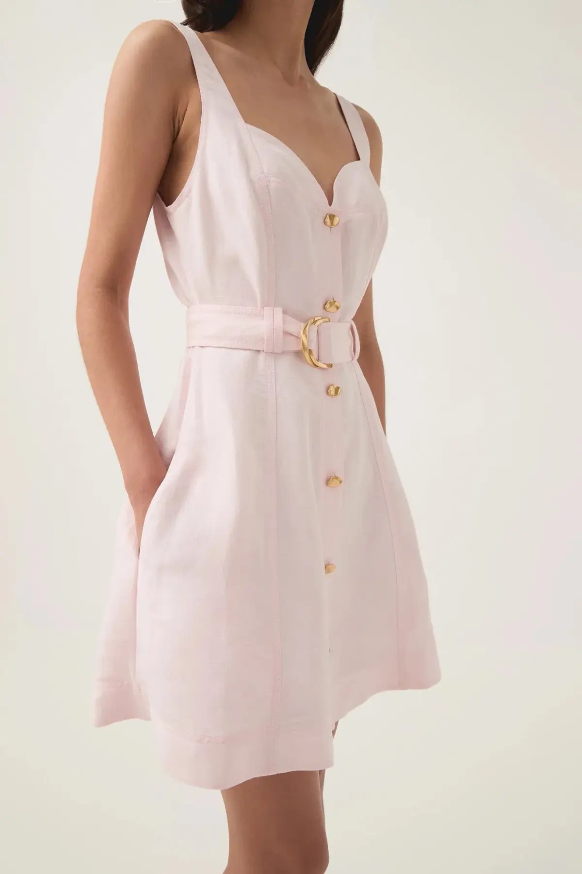 Aje Clay Belted Mini Dress / Pastel Pink / Size 16 photo 5