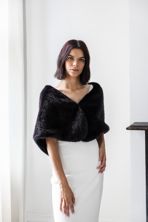 UNREAL FUR Yasmine Wrap Fur Stole (Black) photo 10