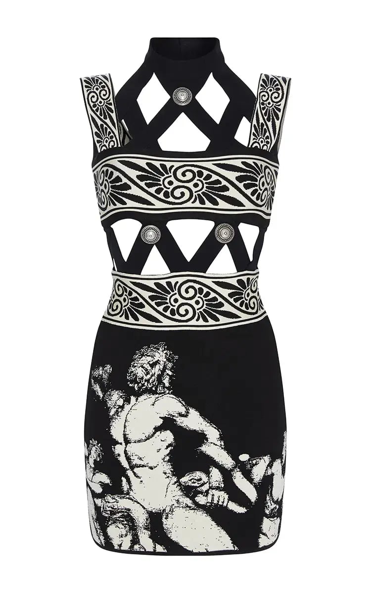 Fausto Puglisi Diamond Cutout Knit Mini Dress Print Size 36 / AU 6 photo 5
