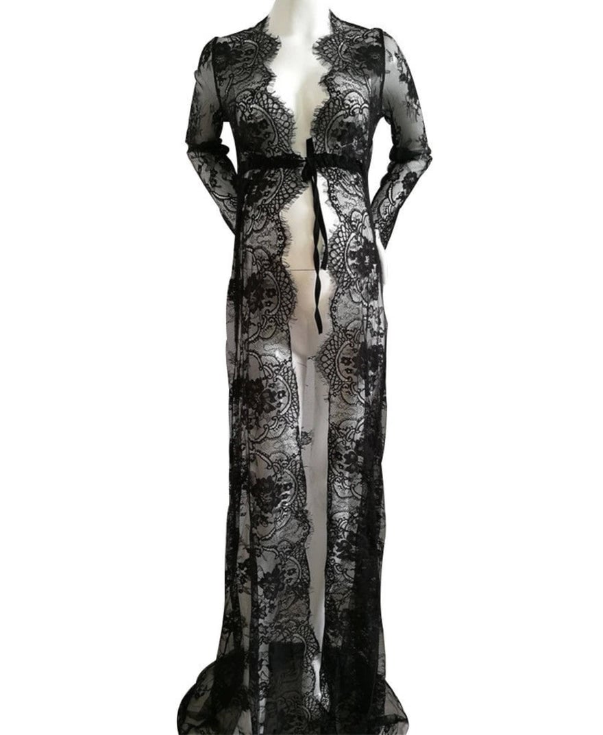 Mama Rentals Eve Lace Kimono - Black photo 4
