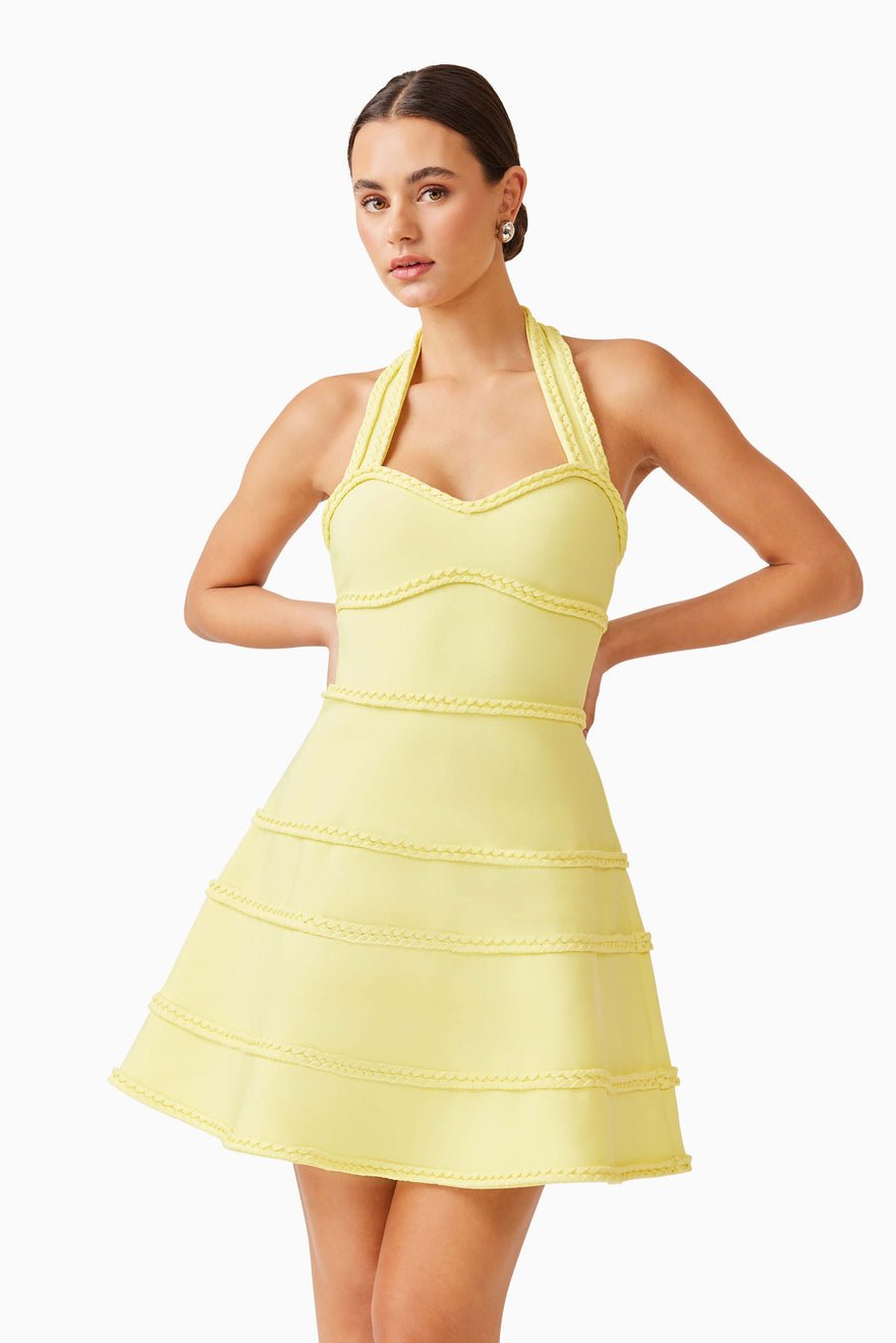 Elliatt Katlyn Halter Mini Dress - Lemon photo 2