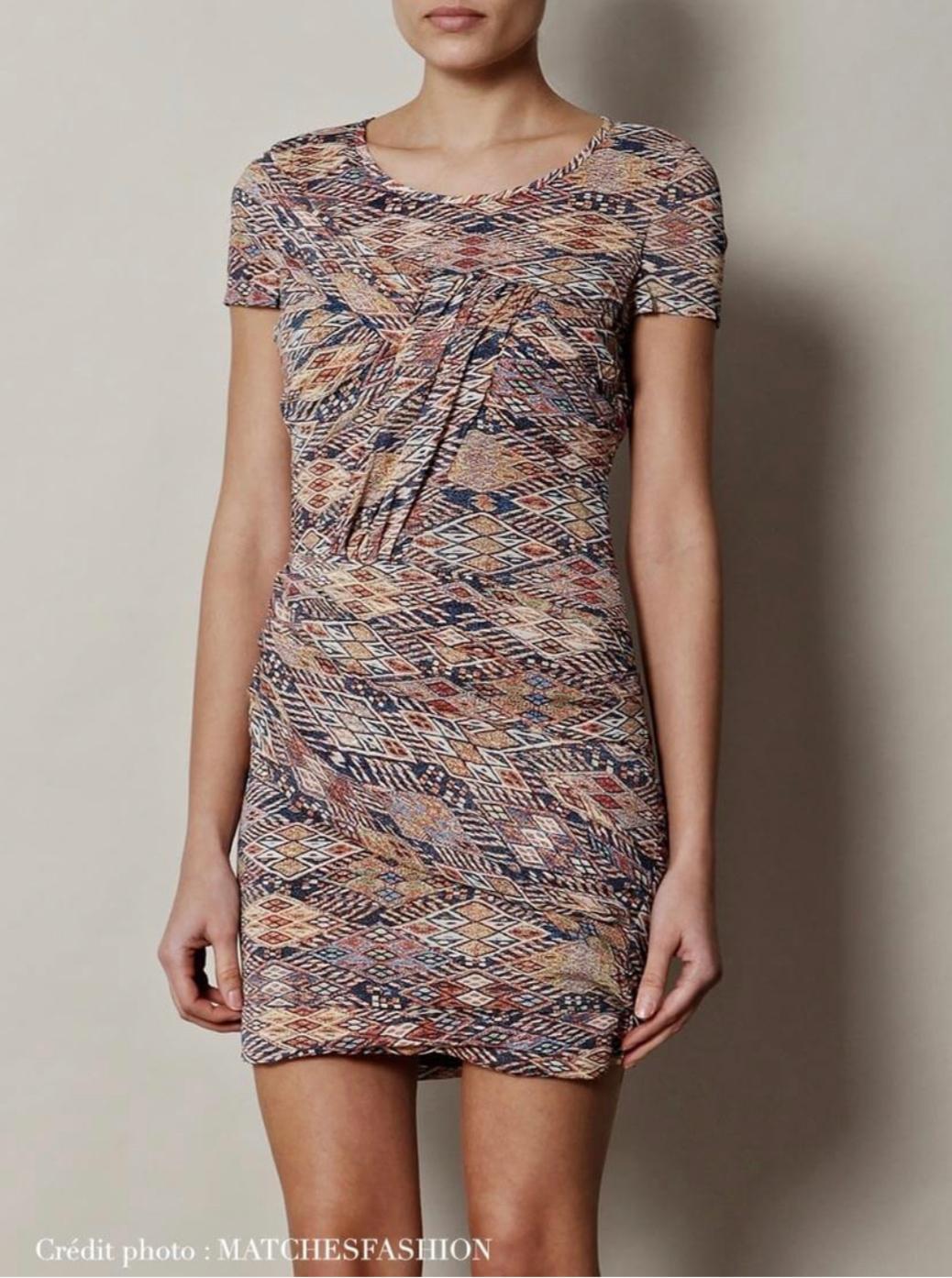 Iro Ripley Multi Color Aztec Print Silk Dress Size 10 photo 2