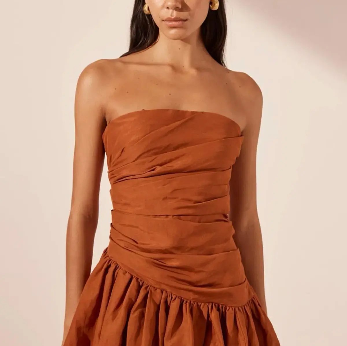 Shona Joy Celeste Strapless Bubble Mini Dress Rust Size 8 photo 2