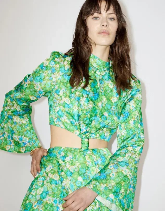 Alemais Cassandra Cut Out Mini Dress Green Floral Print Size 6 photo 4