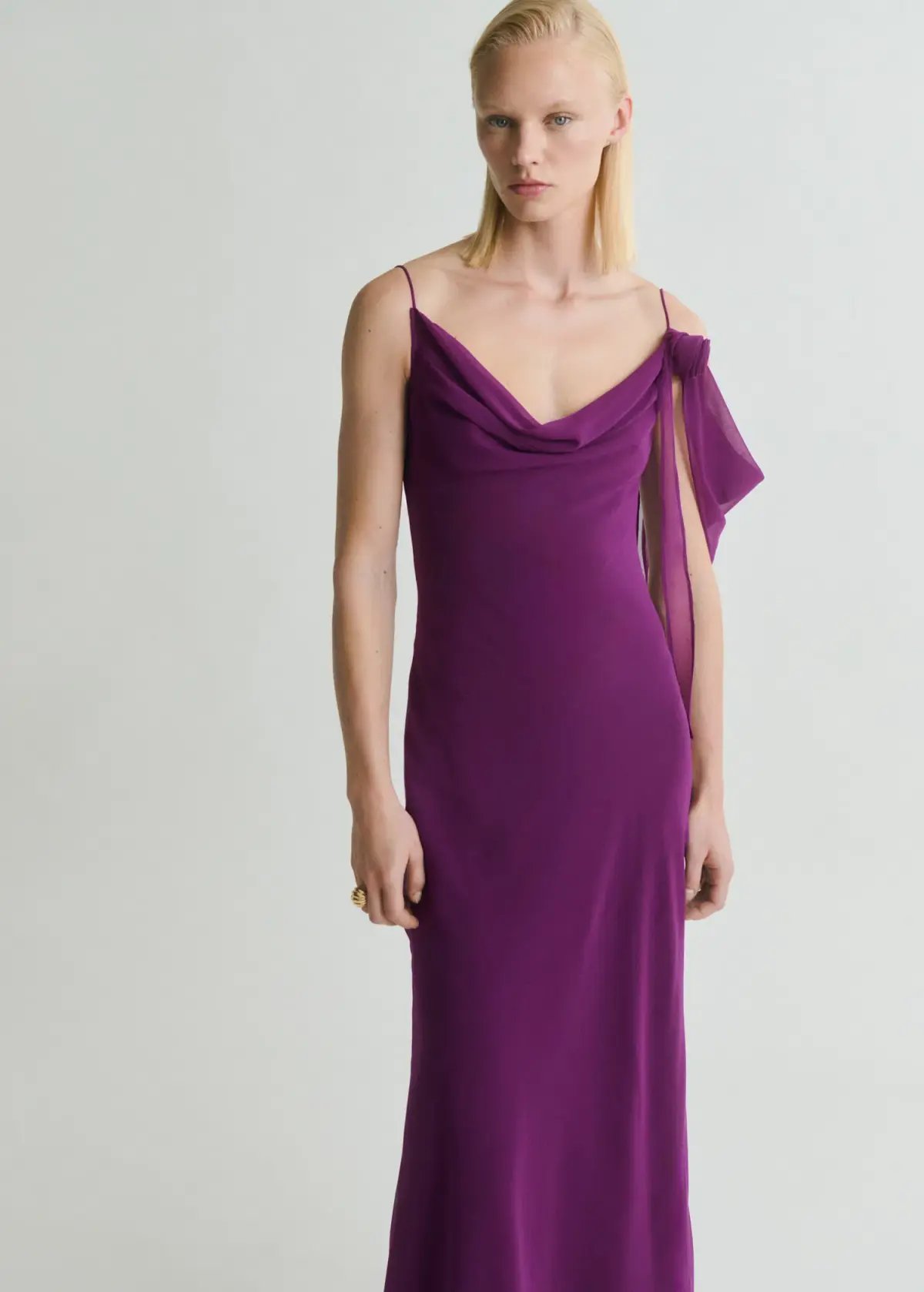 M.N.G Draped dress with flower detail Purple Size M photo 2