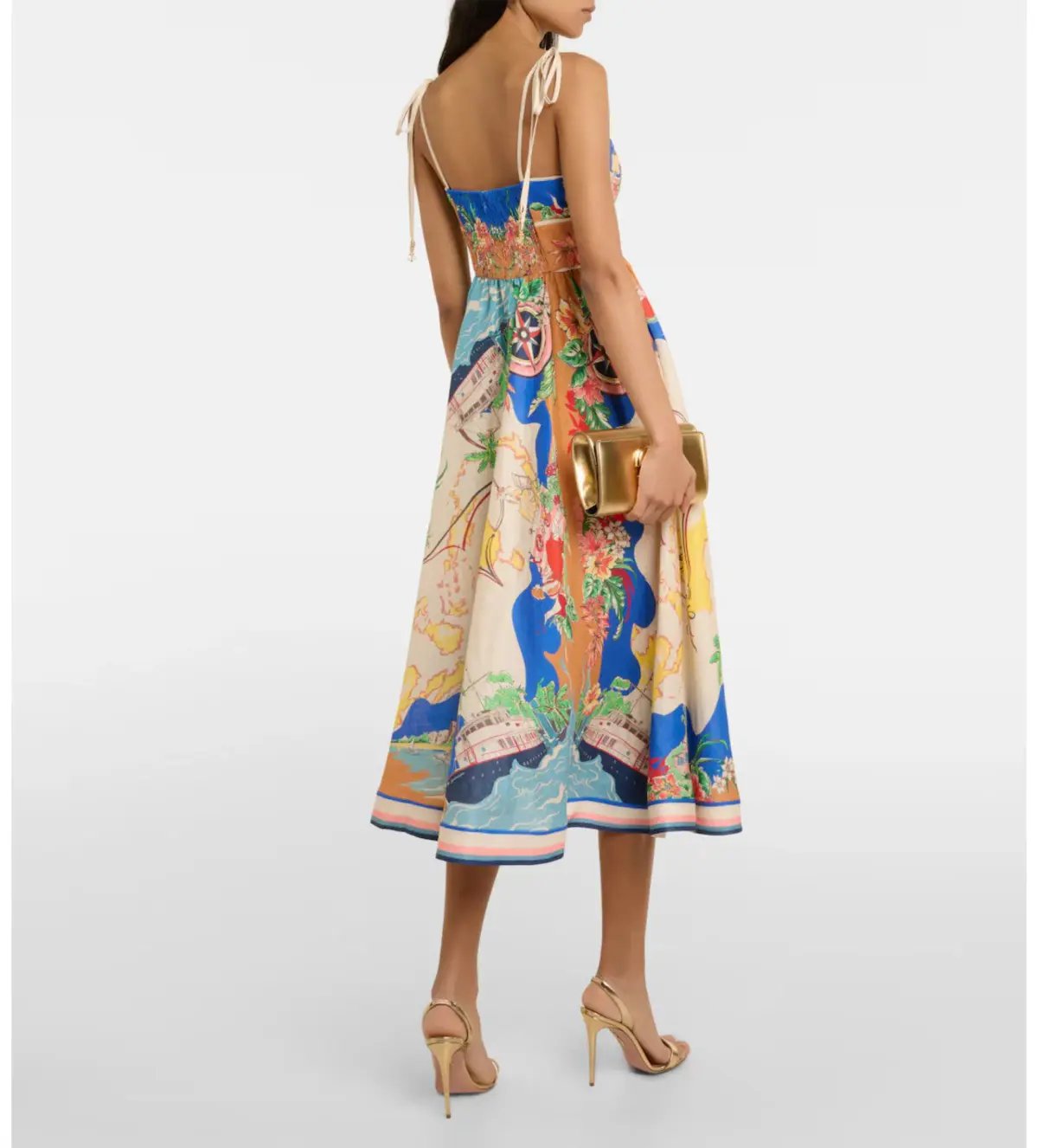 Zimmermann Alight Picnic Midi Dress Nautical Map Size 4 / AU 16 photo 4