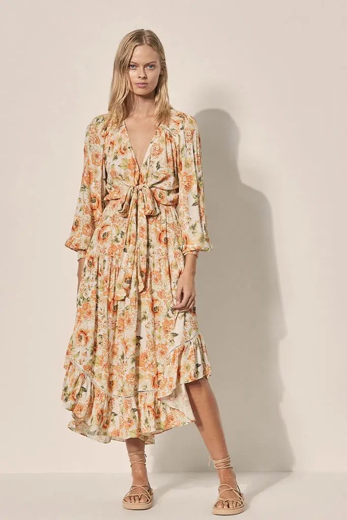 Kivari Everly Tie Front Midi Dress Floral Size 6 photo 2