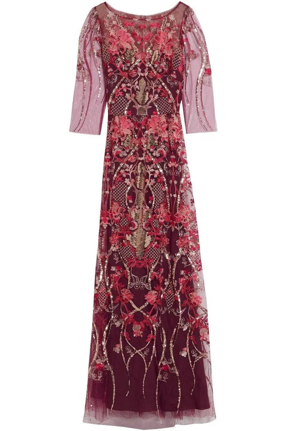 Marchesa Notte Embellished Tulle Gown Red Size 8 photo 3