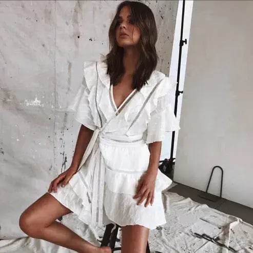 Acler Basque Mini Dress in Ivory White Size AU 6 photo 6