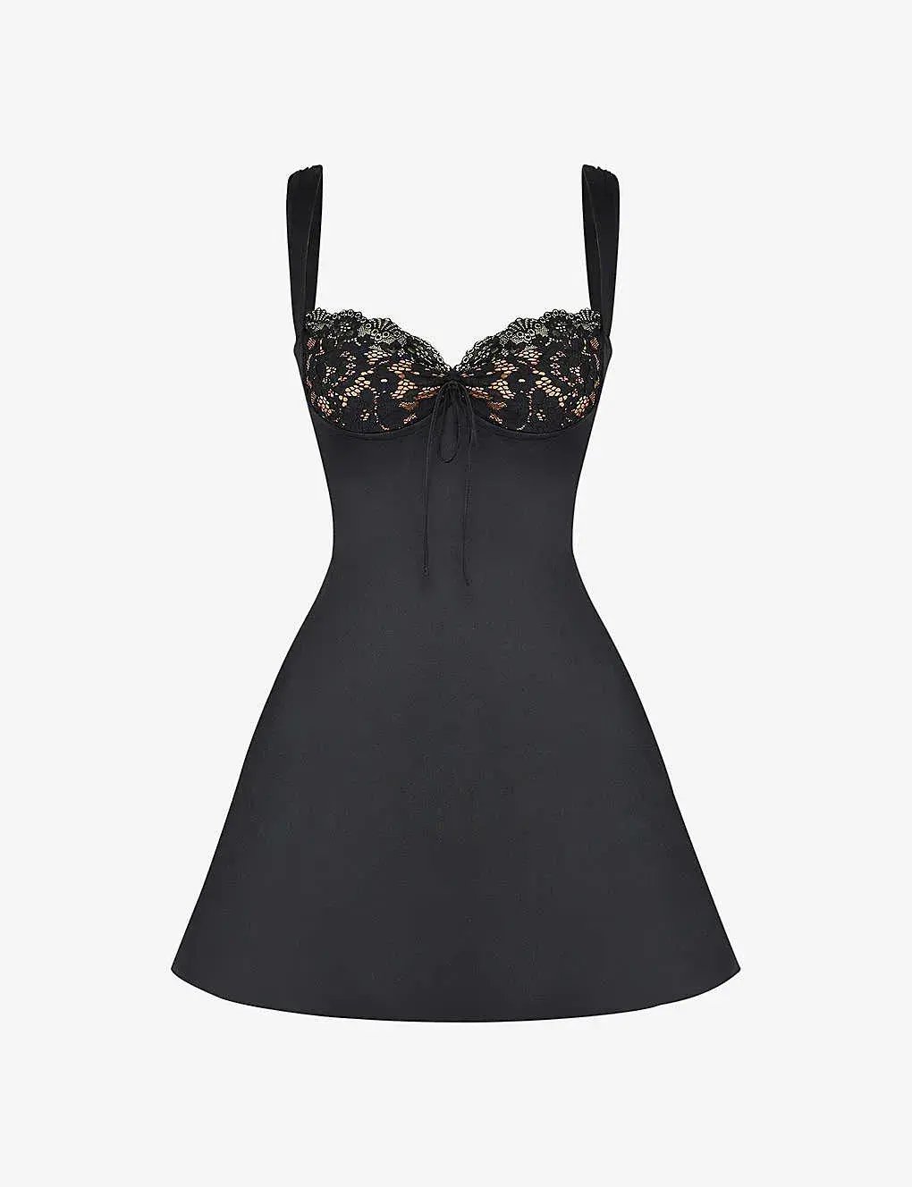 House of CB Adriana Satin and Lace Mini Dress Black Size M / Au 10 photo 5