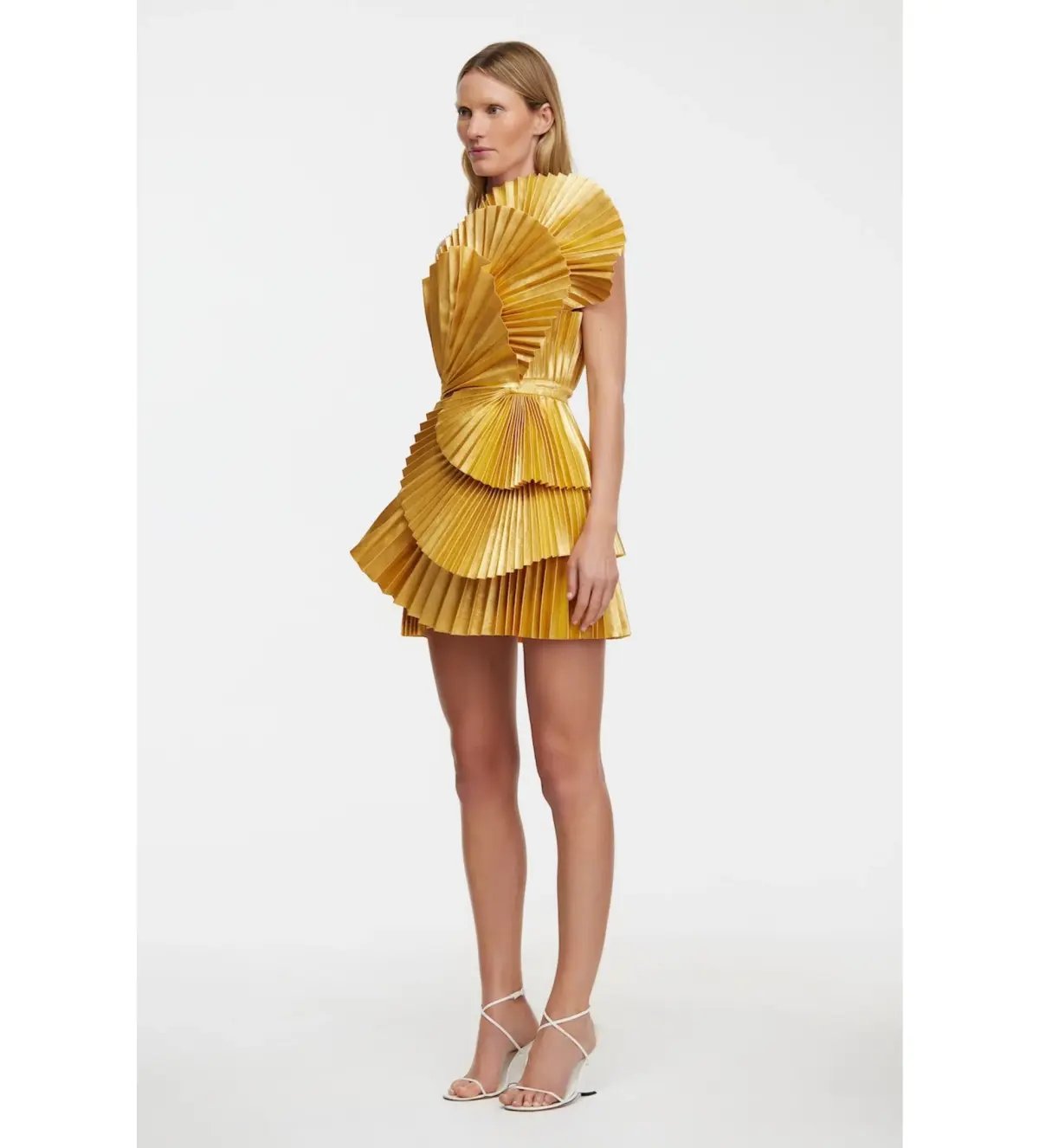 Acler Abbotsford Mini Dress Honey Gold Metallic Size 8 photo 2