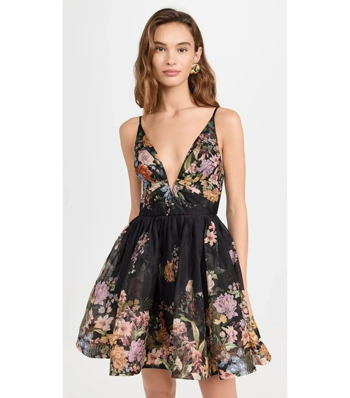 Zimmermann Pavilion V Neck Mini Dress in Black Multi Floral Size 3 / AU 14 photo 3