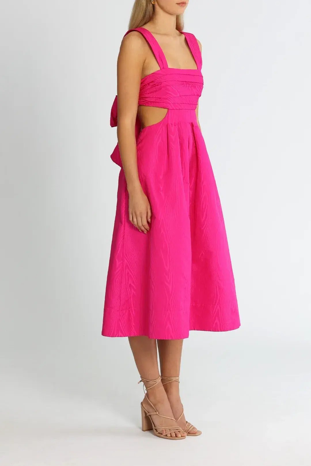 Rebecca Vallance Frenchy Cut Out Midi Dress in Pink Size 6 photo 2