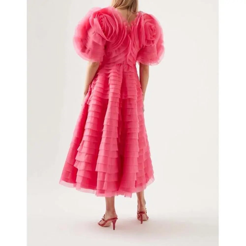 Aje Amour Ruffle Midi Dress Pink Size 4 photo 2