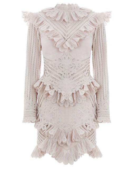 Zimmermann Unbridled Battenburg Mini Dress Buff Size 8 photo 3