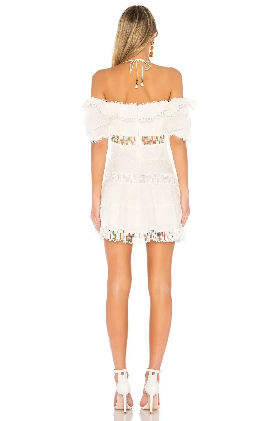 Zimmermann Melody Off Shoulder Mini Dress Ivory Size 8 photo 3