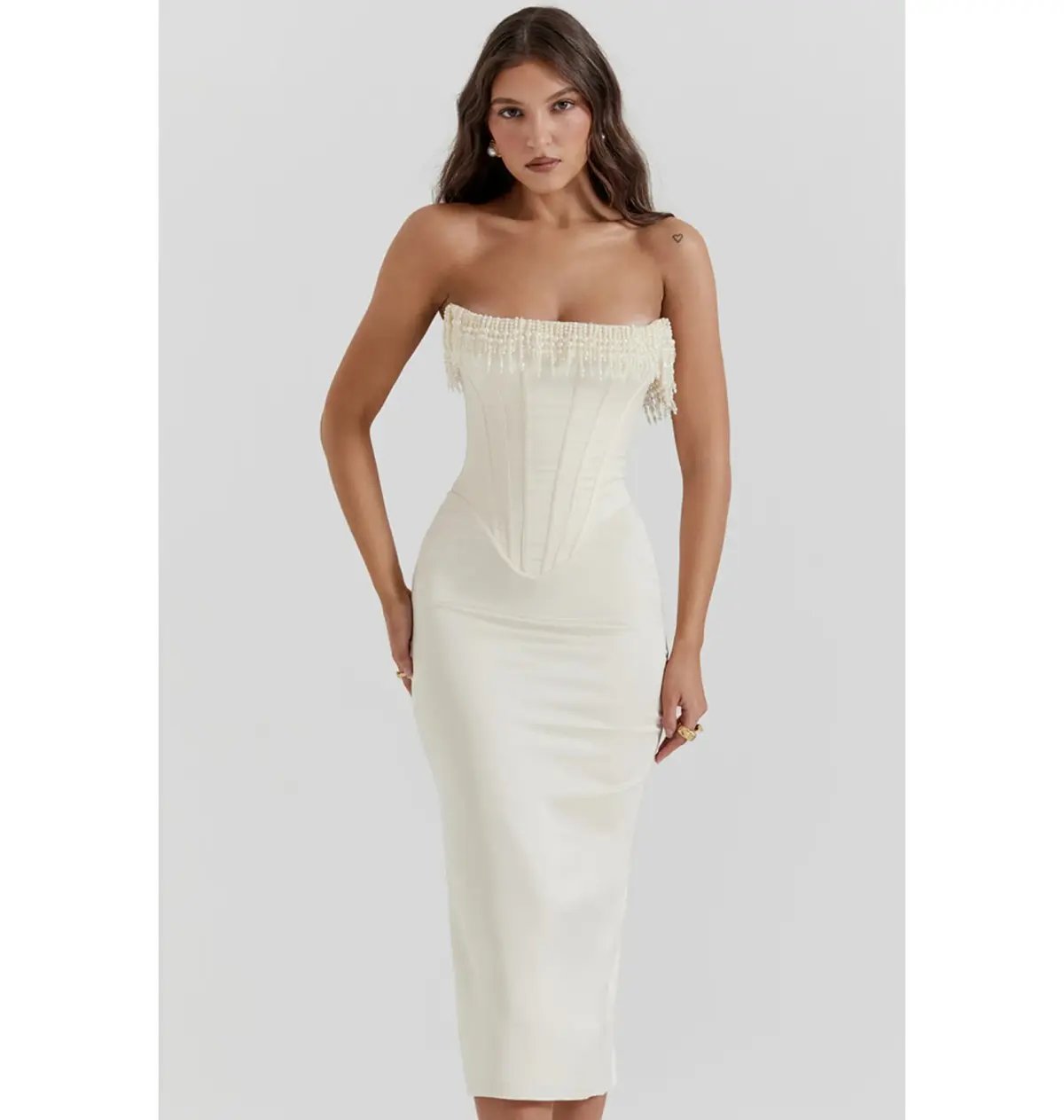 House of CB Nalitta Embellished Strapless Dress Vintage Cream Size Small / AU 8 photo 2