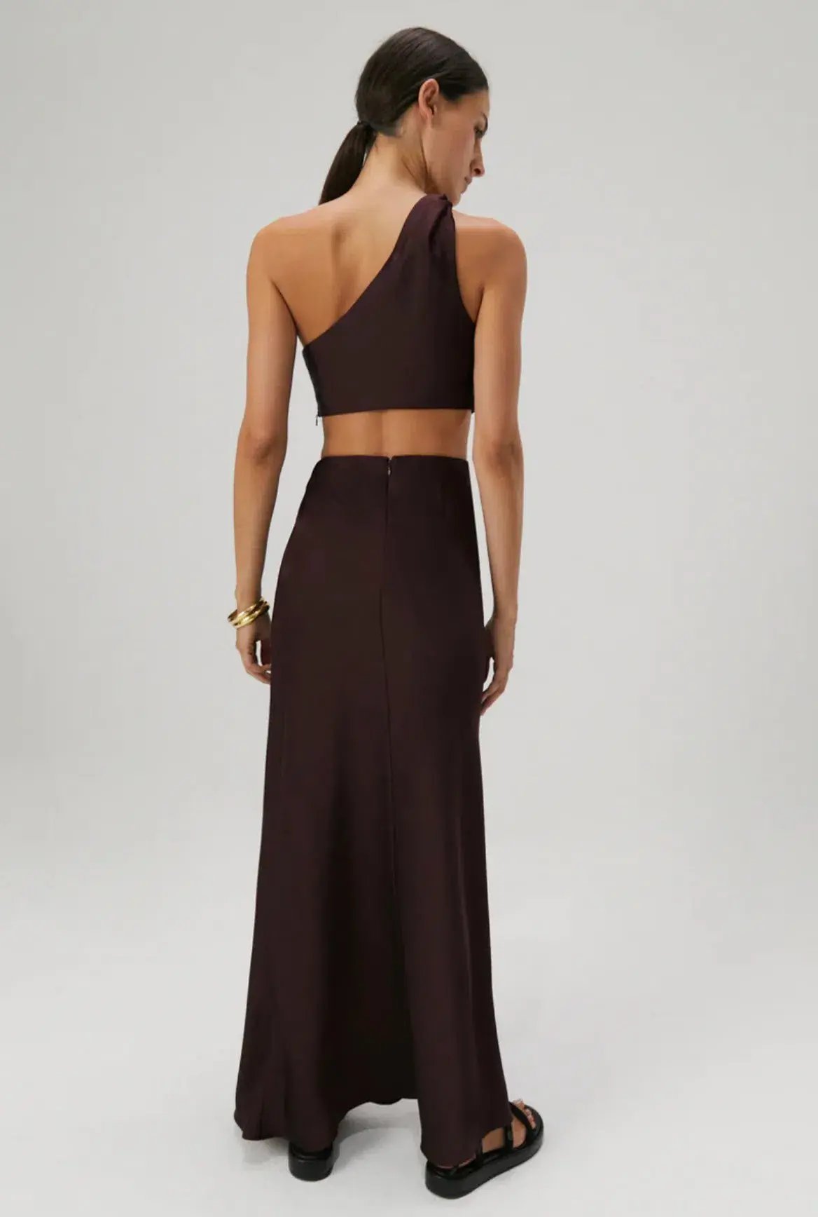 Misha Kristin Satin Gown Port Size 8 photo 3